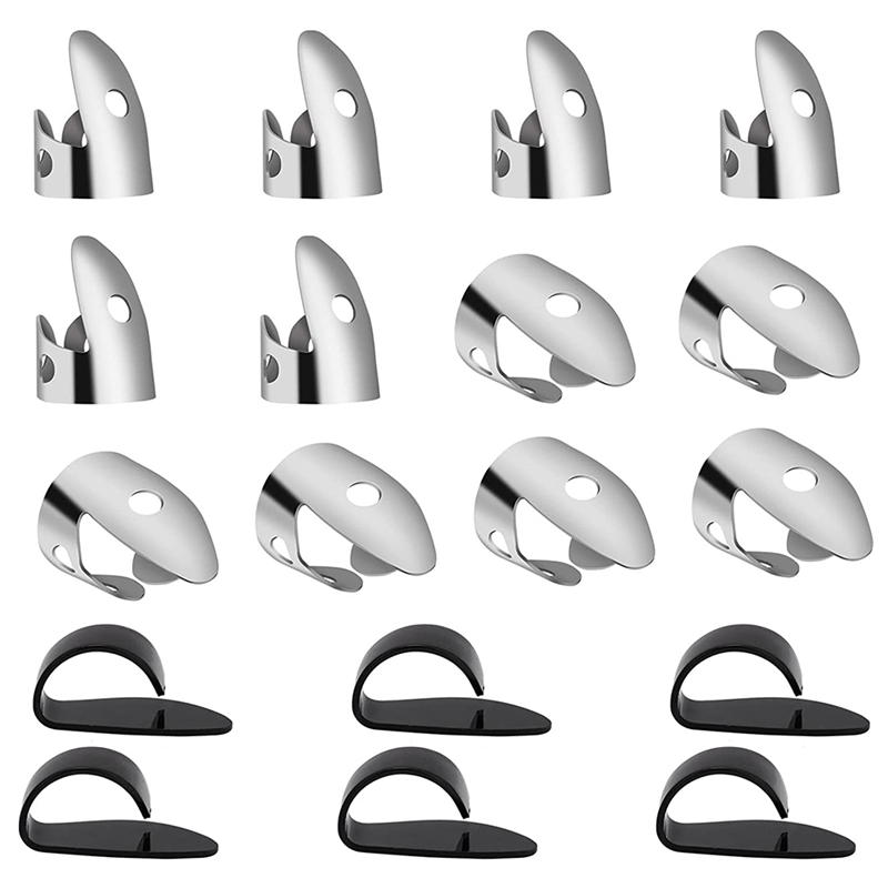 18 Pcs Stainless Steel Guitar Finger Picks Set,Adjustable Metal Finger