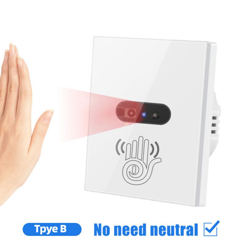 Smart Wall Switch Eu Infrared Sensor No Neutral Wire Touchless Tempered ...