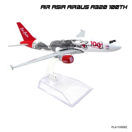 Naynaeshop โมเดลเครื่องบิน แอร์เอเชีย AIR ASIA AIRBUS A320 100th ลายมังกร (16 cm)