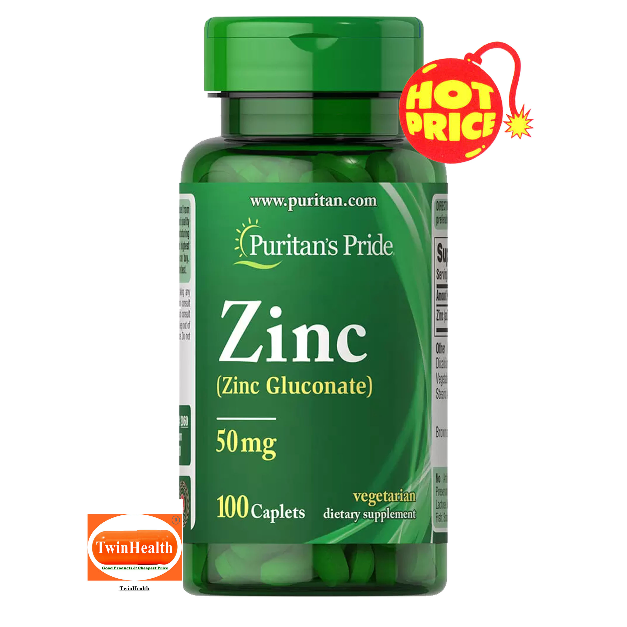 (สังกะสี) Puritans Pride Zinc Chelate (Zinc Gluconate) 25 mg 100