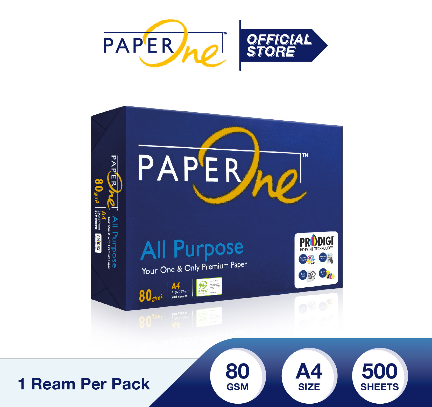 กระดาษถ่ายเอกสาร PaperOne A4 80 แกรม / 1 รีม