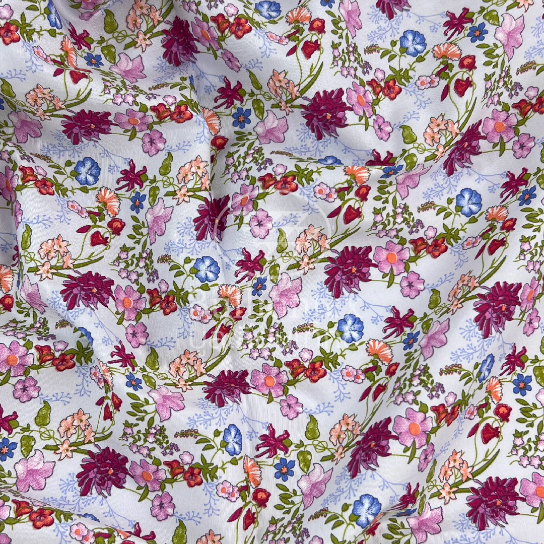 ผ้าคอตตอน ป๊อปปลิน ฟลอรัล Cotton Poplin Floral ผ้าคอตตอนพิมพ์ลาย เนื้อ