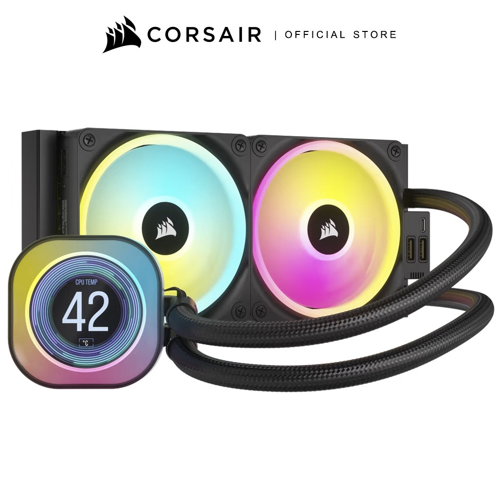 CORSAIR iCUE LINK H100i LCD 240MM LIQUID CPU COOLER, BLACK : CW-9061007-WW ราคา 10,690 บาท*ส่งฟรี