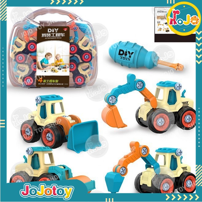 JoJoToy ชุดของเล่นวิศวกรรมเด็ก DIY ตัวต่อรถพร้อมไขควง รถของเล่น ของเล่นเด็กเสริมพัฒนาการ