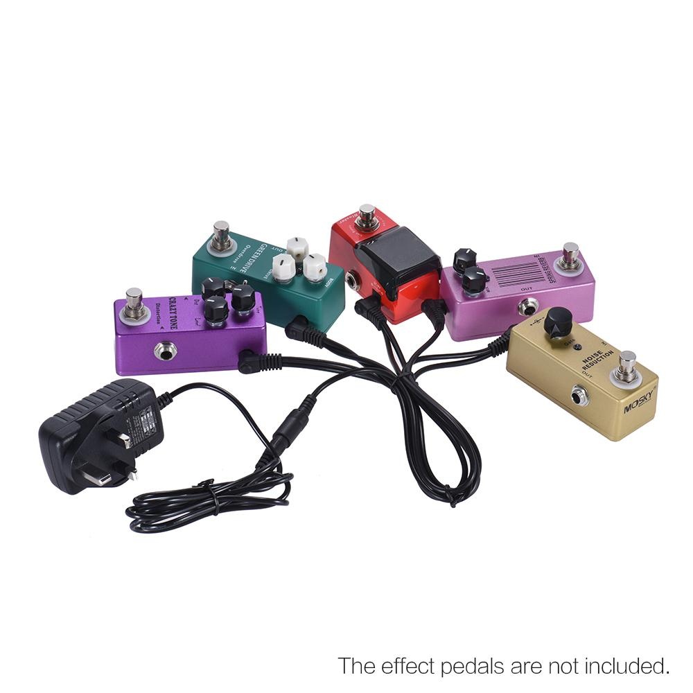 [ammoon]quà bí mật 9V DC 1000mA 5 Way Guitar Effect Power Supply Adapter Cable Negative Inside Positive Outside