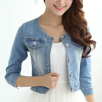 round neck denim jacket