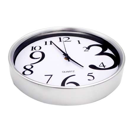 นาฬิกาสำนักงาน นาฬิกาบ้าน นาฬิกาแขวนผนัง ขนาด12 นิ้ว [เงิน พื้นขาว เลขใหญ่]