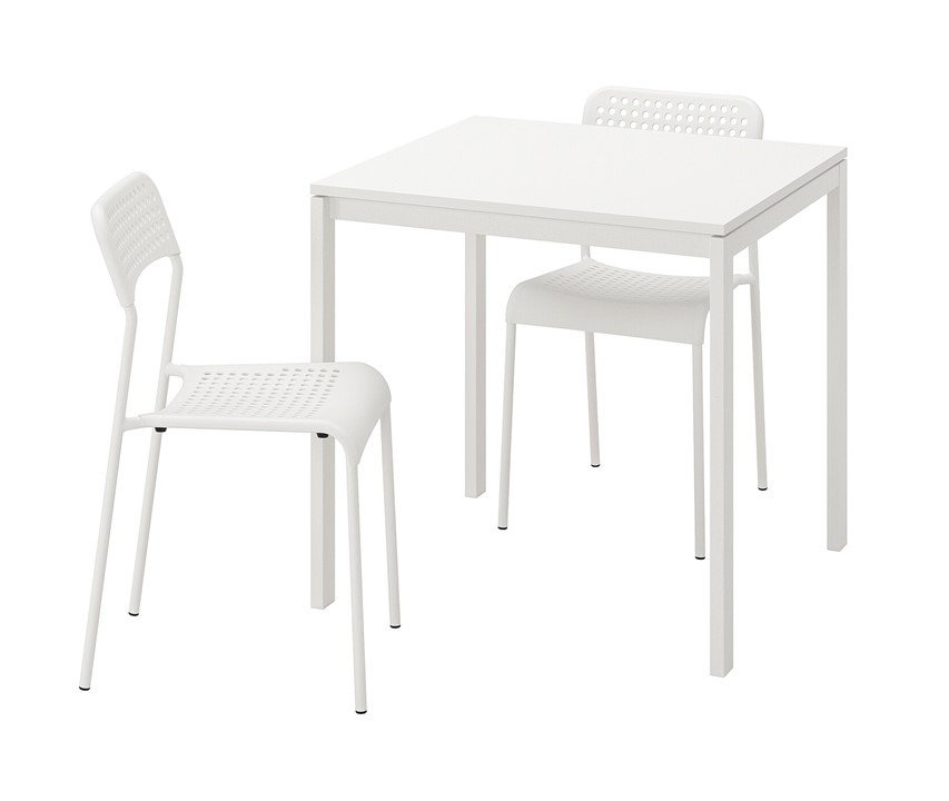 MELLTORP / ADDE Table and 2 chairs, white, white, 75x75 cm (อ็อดเด ชุดโต๊ะและเก้าอี้ 2 ตัว, ขาว, ขาว,)