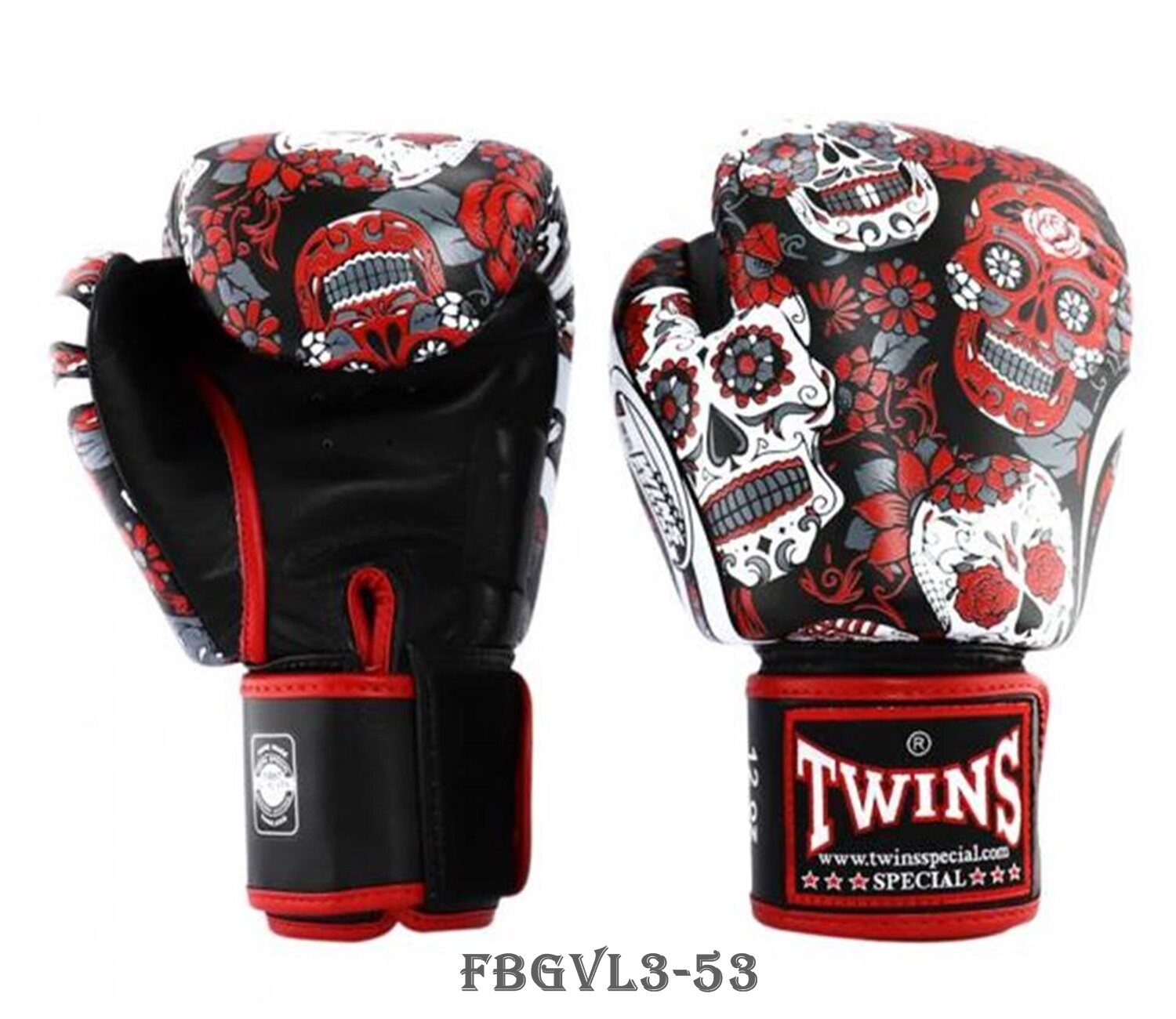 Twins special Boxing Gloves Fancy FBGVL3-53 8,10,12,14,16 oz Red-Black Muay Thai Sparring MMA K1 นวมซ้อมชกทวินส์ สเปเชี่ยล แฟนซี แดง ดำ หนังแท้ 100%