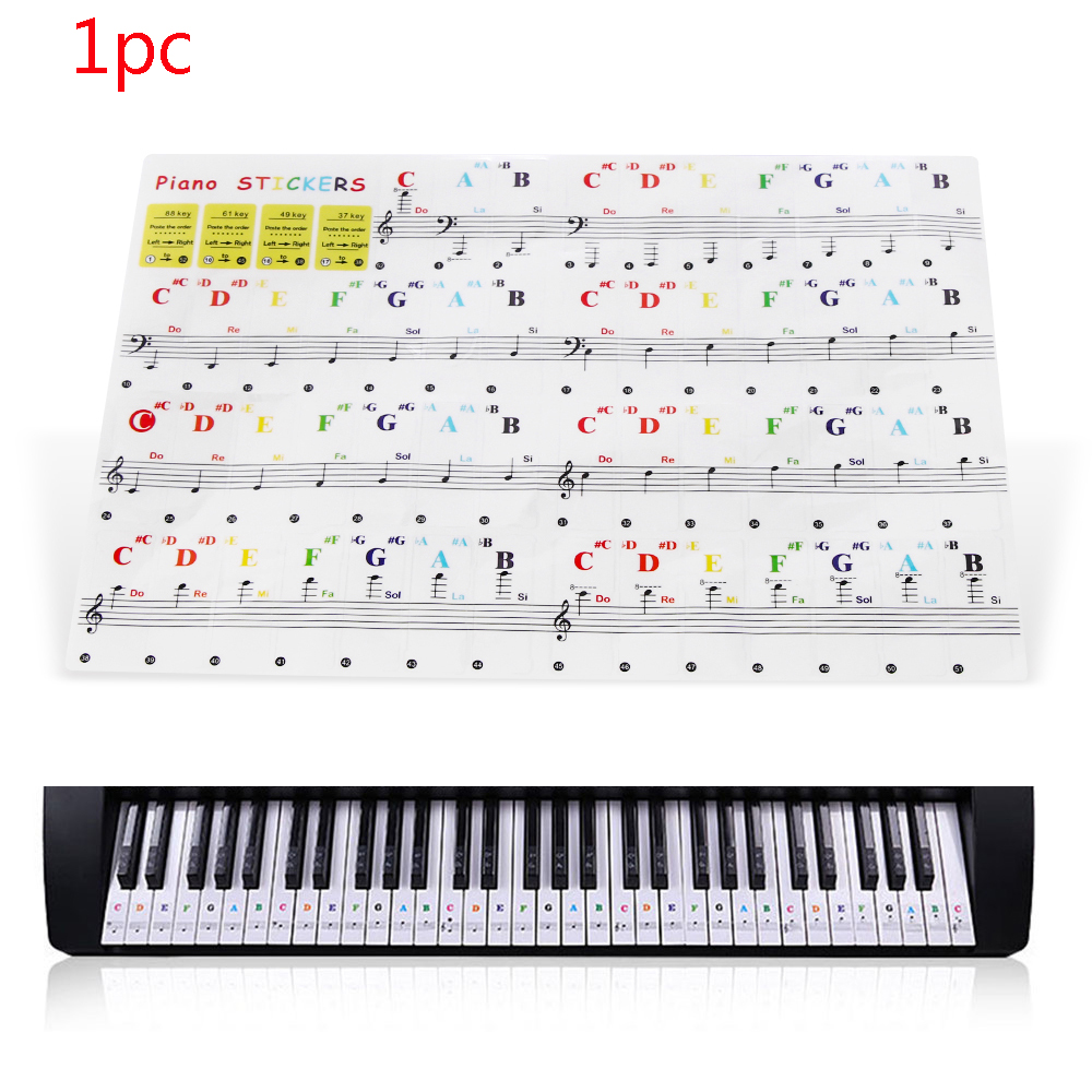 GAYE SPORTS Gift Useful Durable Universal Piano Keyboard Sticker Musical Instrument Transparent Decal 54/61/88 Key Note
