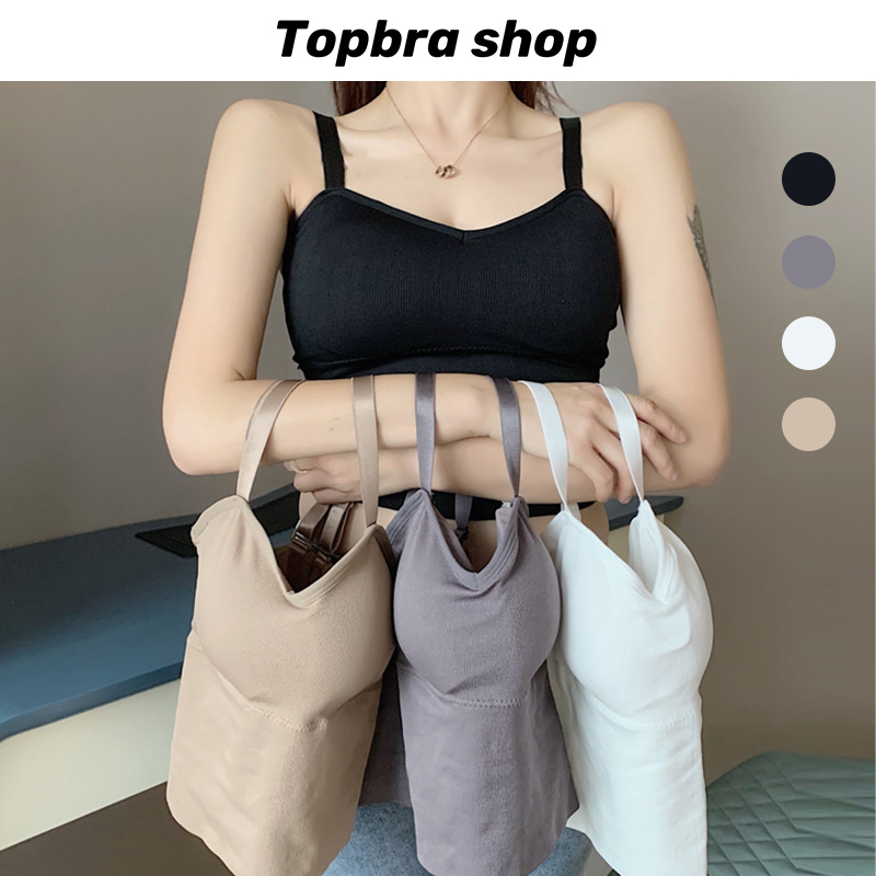 Topbra_shop เสื้อกล้าม เสื้อสายเดี่ยว ปรับสายได้ บราดันทรง สปอร์ตบรา บราออกกำลังกาย เสื้อครอป เสื้อหน้าร้อน ชุดลำลอง CDB146