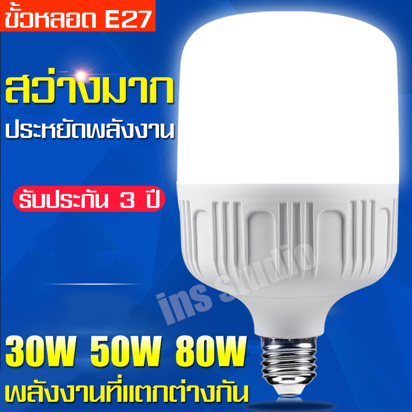 หลอดไฟ หลอดไฟเกลียว ขั้ว E27 30W 50W 80W  LED Lighting  หลอดไฟกันน้ำ หลอดไฟขายของกลางคืน แอลอีดี Camping Light Bulb หลอดไฟกันยุง หลอดไฟใหญ่ หลอดไฟจัมโบ้