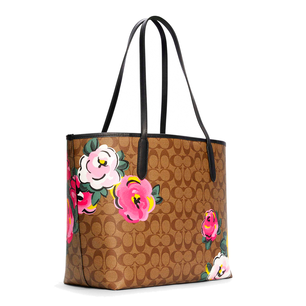 Store Coach C5785 City Tote In Signature Canvas With Vintage Rose Print