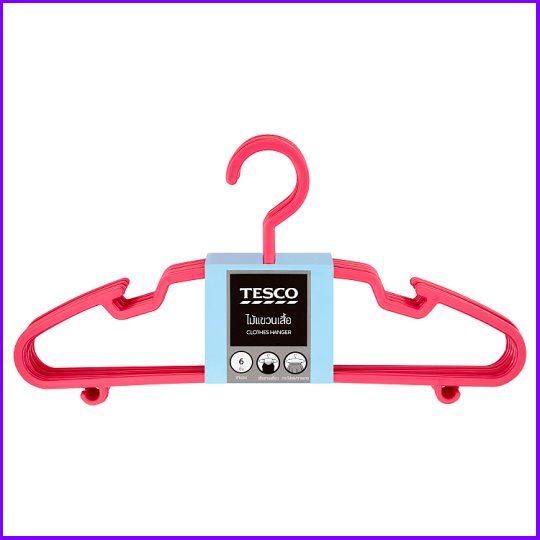 โปรโมชั่น ด่วน!! Tesco Pink Clothes Hanger 6pcs ส่งไว มีเก็บเงินปลายทาง