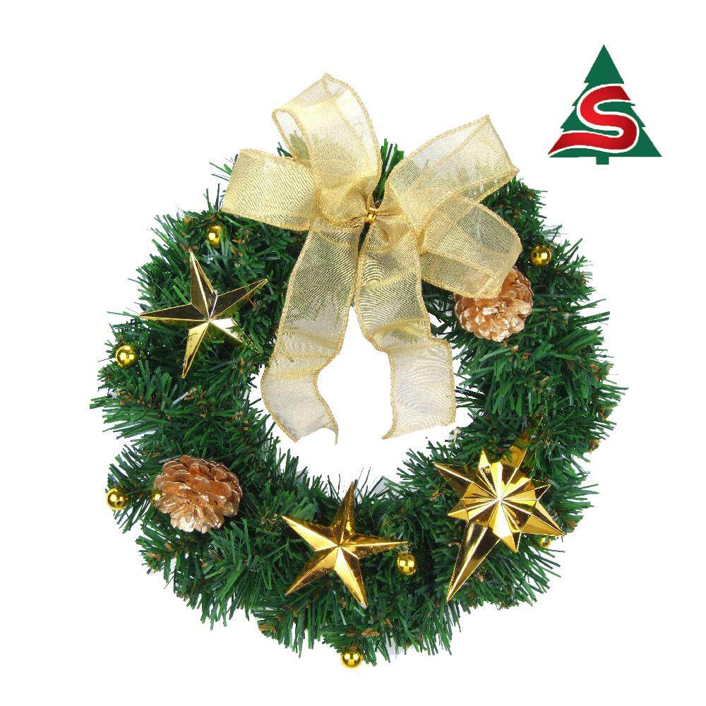 หรีด ขนาด 10 นิ้ว ตกแต่งดาว Christmas Wreath 10