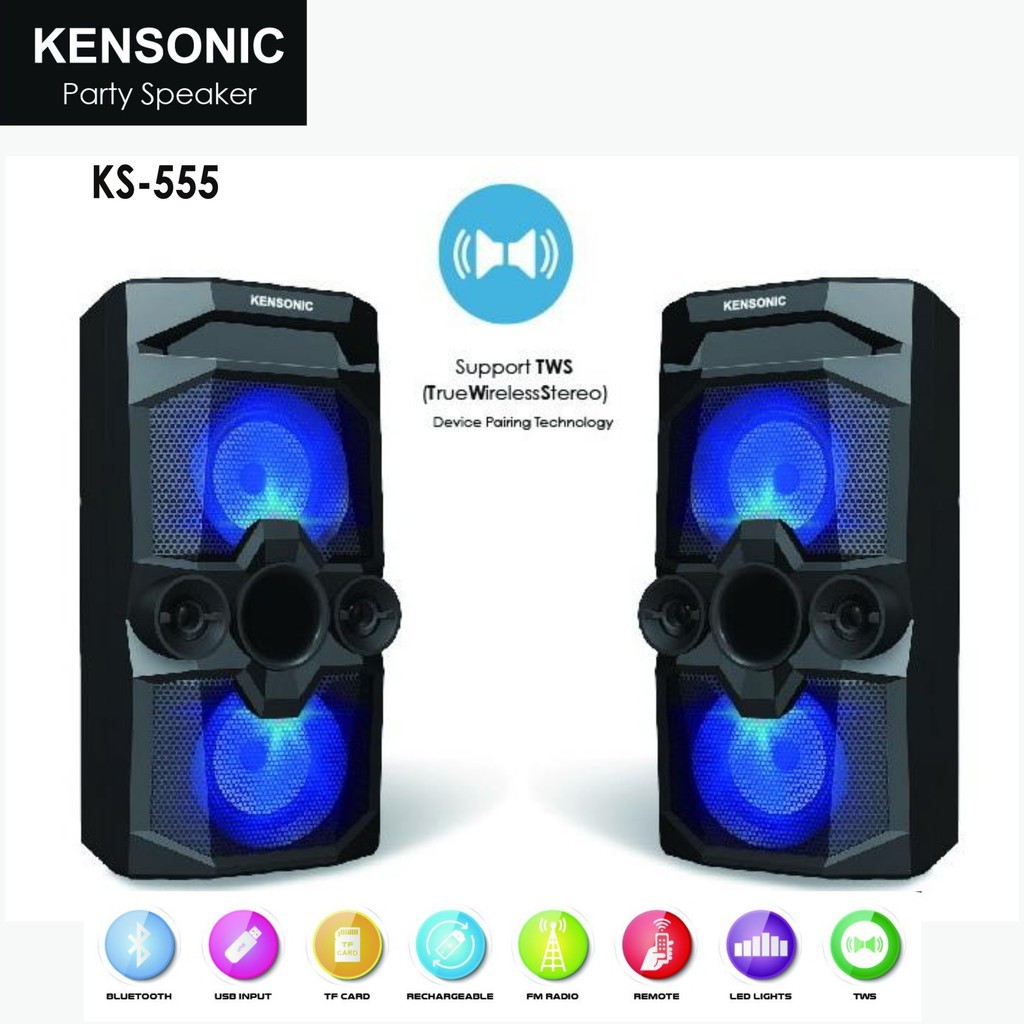 KENSONIC KS-555 ลำโพงคู่ขนาด 8 นิ้ว 36 WATTS RMS USB / SD / FM ...