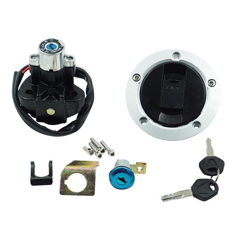 Motorcycle Oil Fuel Tank Gas Cap Kit Ignition Switch Lock with 2 Keys for Suzuki GSF650 Bandit GSXR 600 GSXR750 04-05