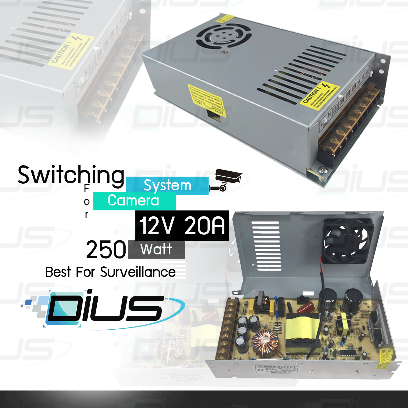 กล่องแปลงไฟ Switching Power Supply 12V 20A สำหรับระบบวงจรปิด / กล้องวงจรปิด / ไฟ LED