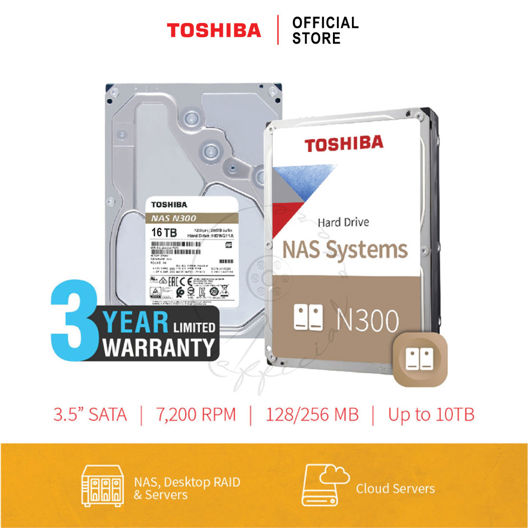HARDDISK TOSHIBA 16TB (N300) HDWG31G SATA 3.5 7200RPM C/B 256 MB