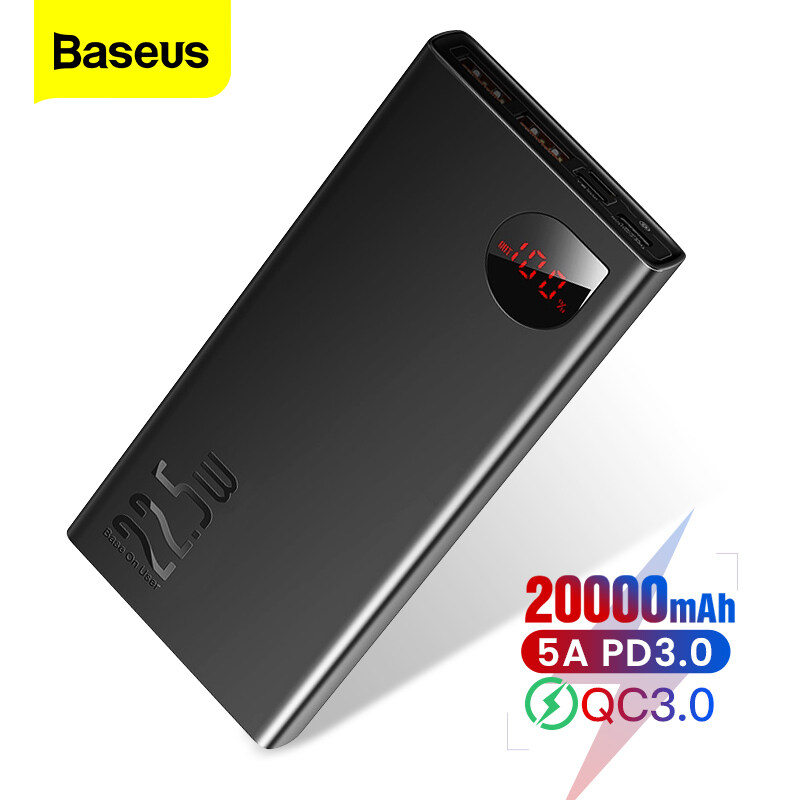 Baseus 22.5W 20000 mAh Powerbank Sạc nhanh Super Charge + PD + QC3.0 + FCP Sạc nhanh cho iPhone Bộ sạc pin bên ngoài di động