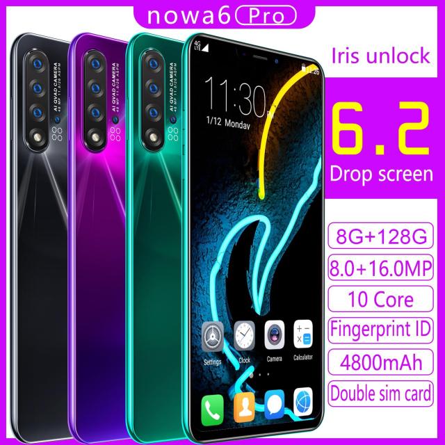 โปรโมชั่น nowa6 pro สมาร์ทโฟน phone หน่วยความจำ8G + 128G 6.2 นิ้ว HD ...