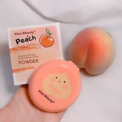 New แป้ง Kiss Beauty Peach Powder แป้งคุมมัน กันน้ำ