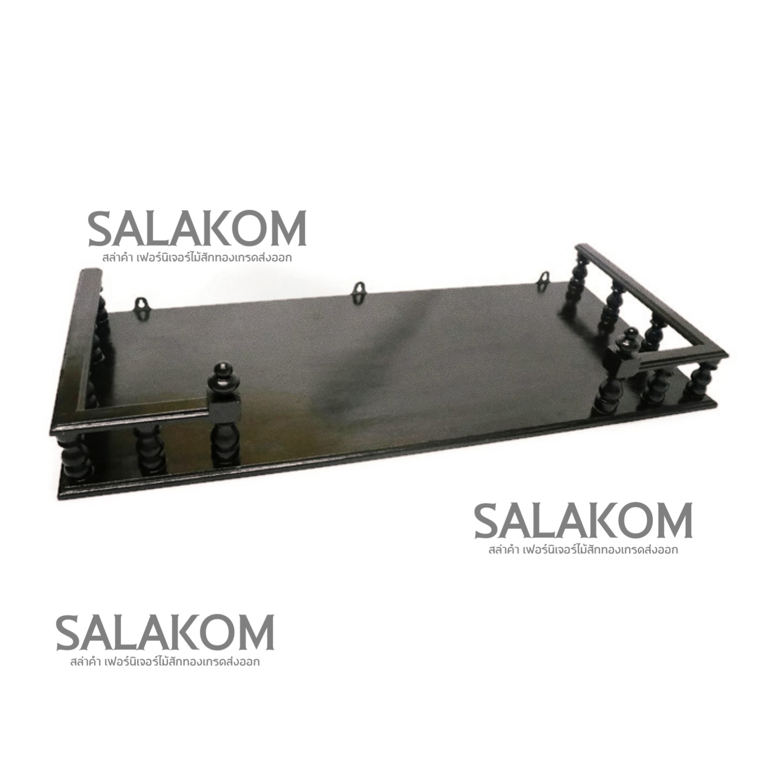 Salakom หิ้งวางพระ ติดผนัง ไม้สักแท้ ขนาด 80*38 เซนต์. สีดำ หน้าเหลี่ยม หิ้งพระไม้สักแขวนผนัง Buddha's shelf