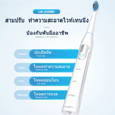 แปรงสีฟันไฟฟ้า กันน้ำ IPX7 Ultra Sonic Electric Toothbrush ปรับได้ 3 โหมดทำความสะอาดล้ำลึก