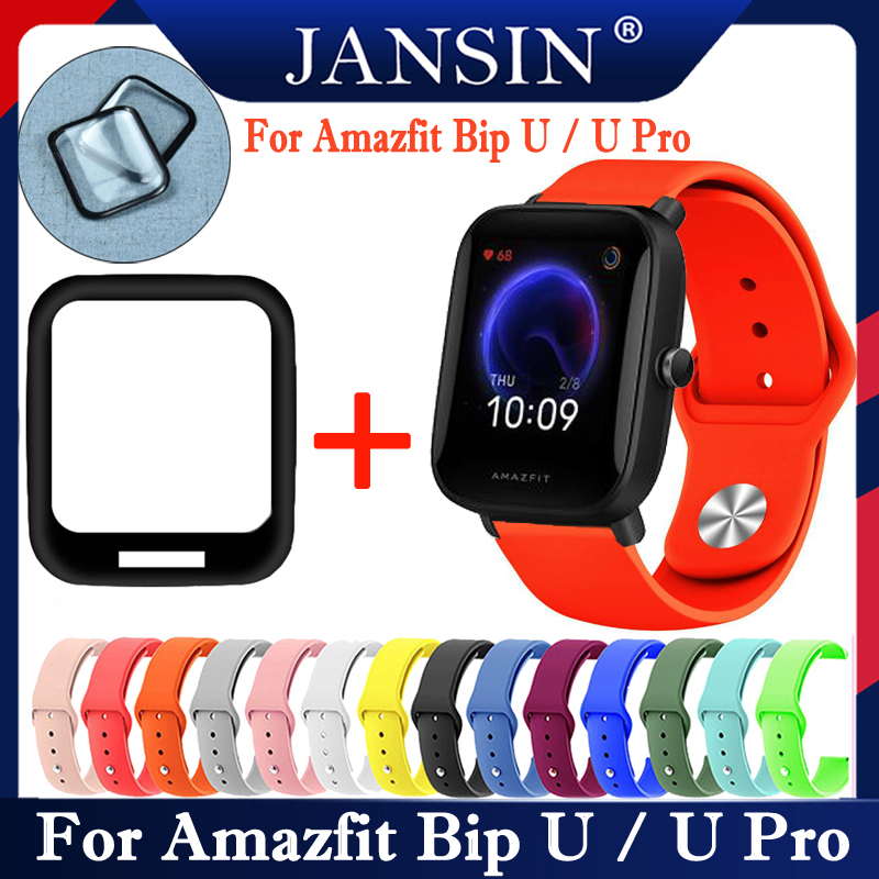 Amazfit Bip U Pro Dây đeo đồng hồ silicone Dây đeo thể thao cho amazfit bip u u pro Bảo vệ màn hình Bảo vệ Bao phim Bảo vệ