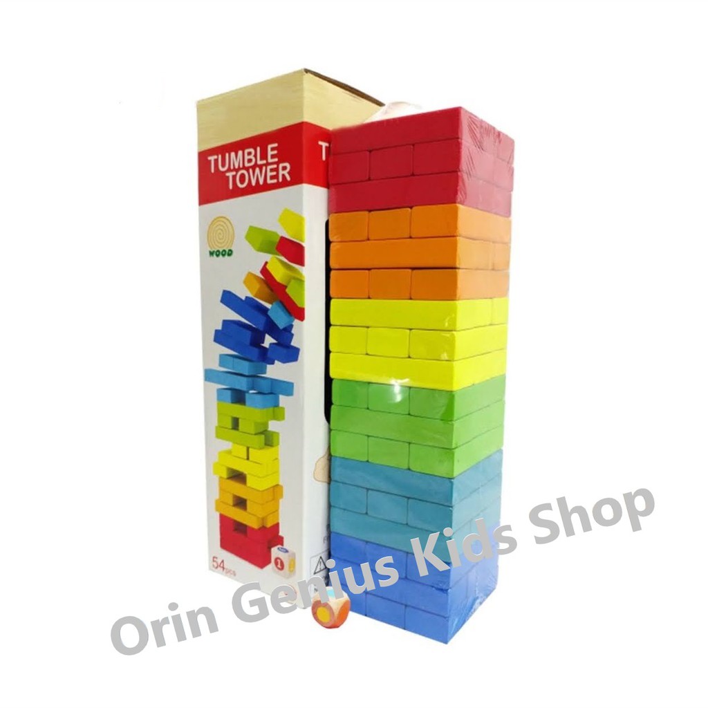 ✨HOT⚡️บล็อกไม้หลากสี บล็อกไม้ตึกถล่ม งานไม้อย่างดี - Orin Genius Kids Shop