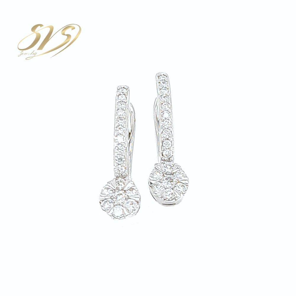 SVS Jewelry เครื่องประดับ ต่างหูผู้หญิง ต่างหู เพชรแท้ ต่างหูทองคำแท้ จิวเวอรี่ทอง 18K Natural Cluster Diamond Earring Jewelry