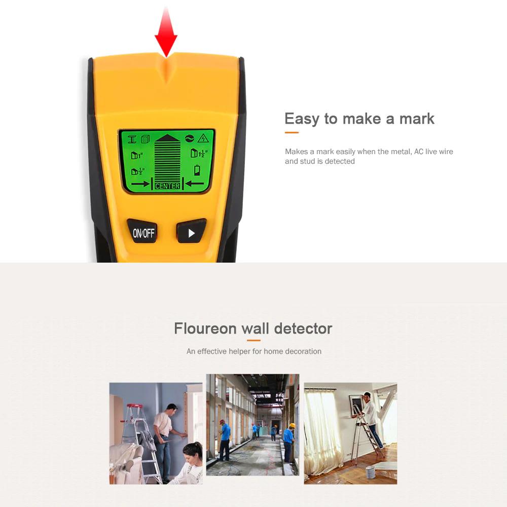 3 In 1 Multifunctional LCD Digital Wall Detector Metal Wood Studs