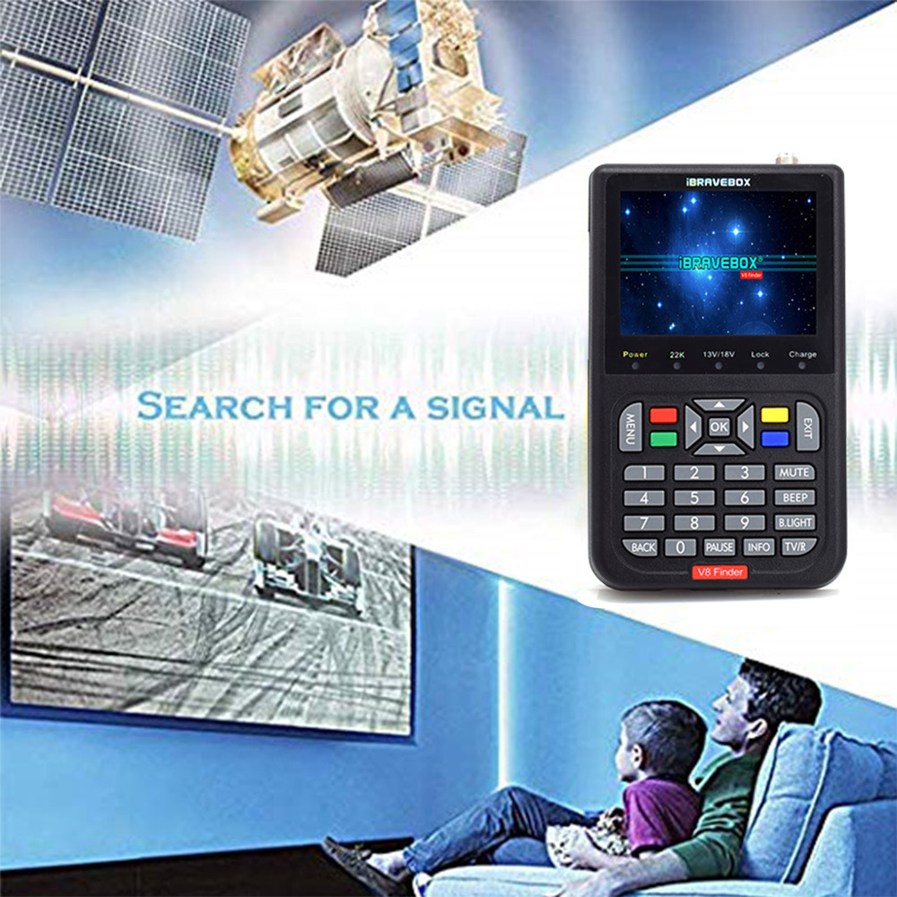 Xysjstore V8 ทีวีสัญญาณ Finder ค้นหาดาวเทียมคู่เมตร DVB-S/S2 freesat HD เครื่องมือวัดดิจิตอล 3.5 จอแสดงผล LCD