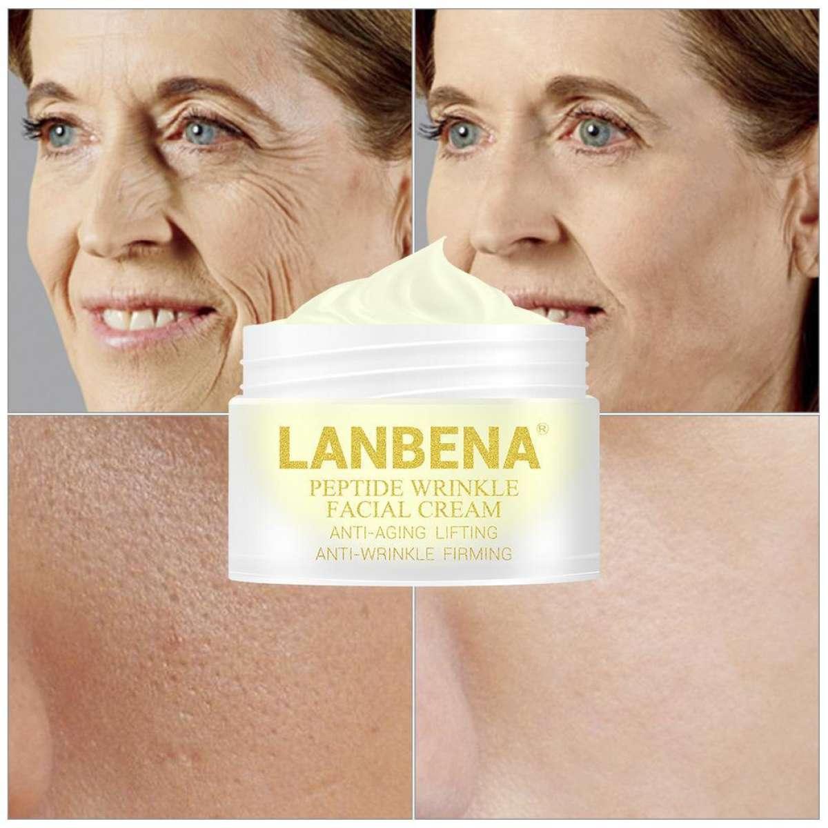 LANBENA ครีมบำรุงหน้าลดเลือนริ้วร้อย ครีมบำรุงผิวหน้าป้องกันริ้วรอย ชะลอความแก่ LANBENA Six Peptide face cream Anti Wrinkle Face Lifting facial cream Anti- aging skin care cream compacting face gel