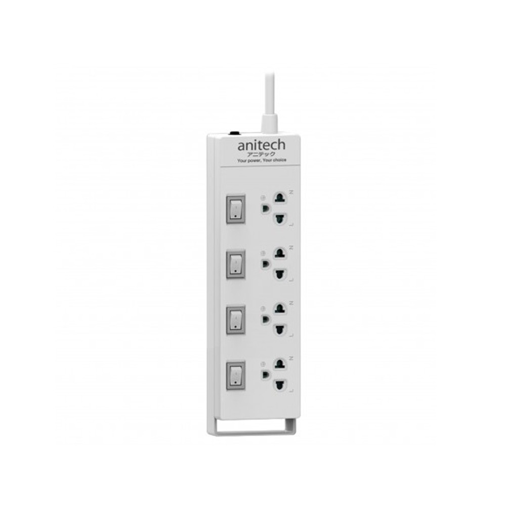 (ของแท้) ANITECH Plug TIS 4 socket 4 switch 3M H3134-WH ปลั๊กไฟ
