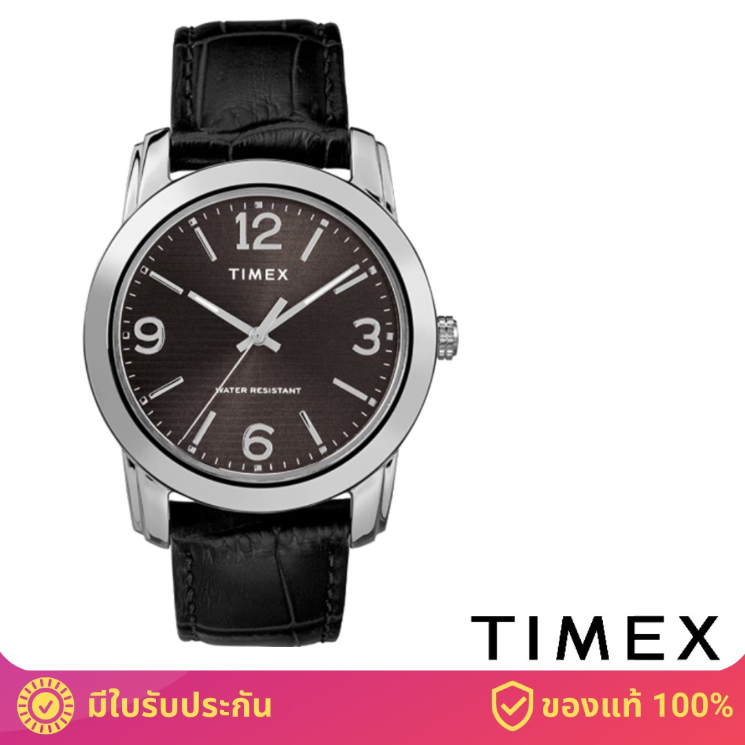 Timex TM-TW2R86600 นาฬิกาข้อมือผู้ชาย สายหนัง สีดำ