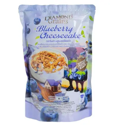 Diamond Grains Blueberry Cheesecake Granola ไดมอนด์ เกรนส ซีเรียล กราโนล่า คลีน บลูเบอรรี่ ชีสเค๊ก 500g.