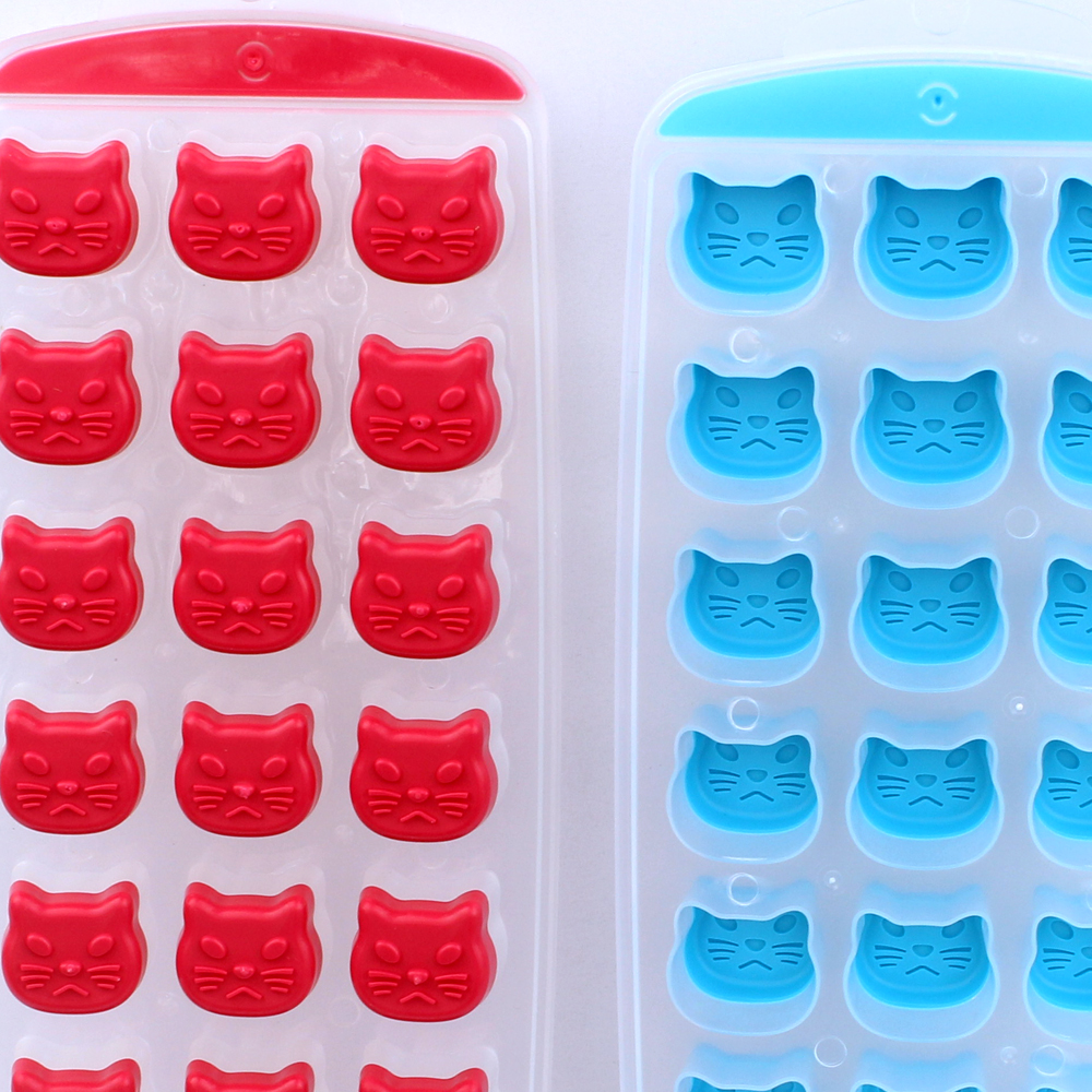 Telecorsa ถาดทำน้ำแข็งแบบมีฝาปิด 21 ช่อง รูปแมว (คละสี) รุ่น Cat-shaped ...