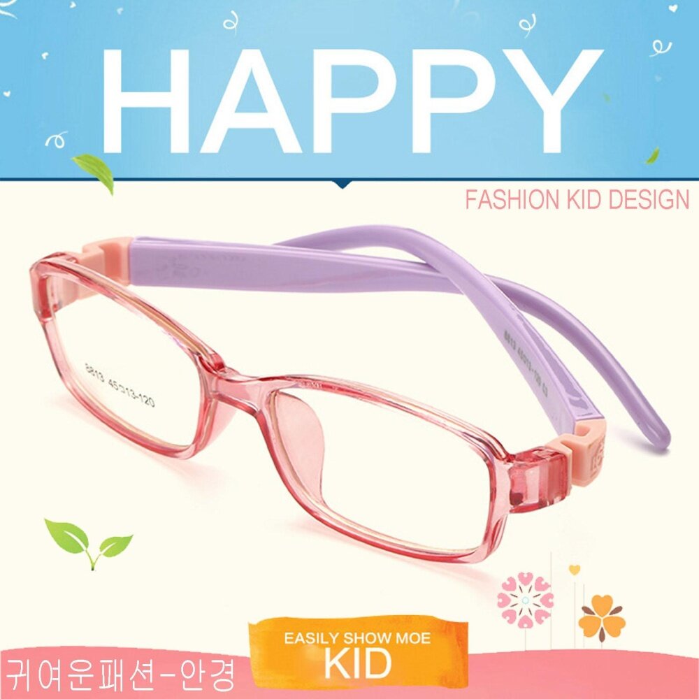 แว่นตาเกาหลีเด็ก Fashion Korea Children แว่นตาเด็ก รุ่น 8813 C-3 สีชมพูใสขาม่วงข้อชมพู กรอบแว่นตาเด็ก Rectangle ทรงสี่เหลี่ยมผืนผ้า Eyeglass baby frame ( สำหรับตัดเลนส์ ) วัสดุ PC เบา ขาข้อต่อ Kid leg joints Plastic Grade A material Eyewear Top Glasses