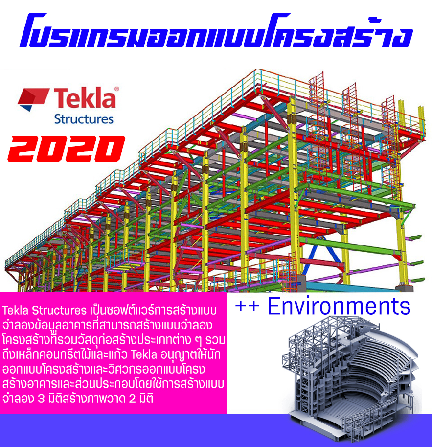 Tekla Structures 2020 Build 56544 + Environments โปรแกรมวิเคราะห์และออกแบบอาคาร (WINDOWS)(1DVD)