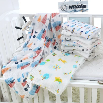 1pc Muslin 120x110cm Cotton Baby Swaddles Soft Newborn Blankets Bath Gauze Infant Wrap Sleepsack Stroller Cover Play Mat