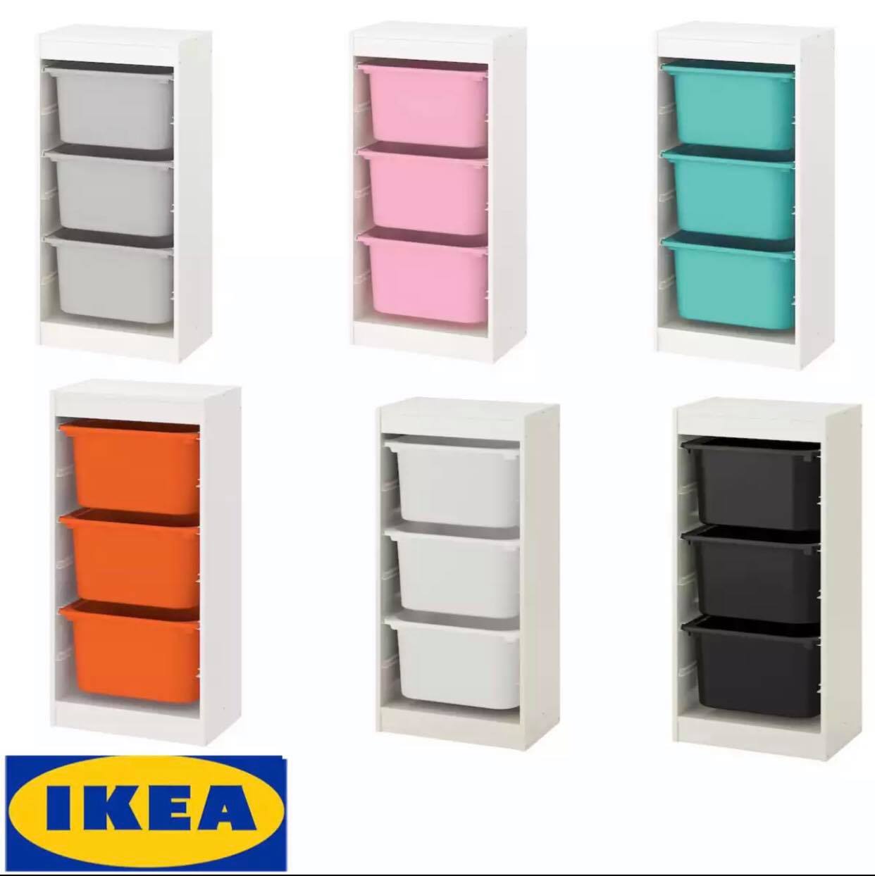IKEA ของแท้ TROFAST ทรูฟัสท์ กล่องลิ้นชักเก็บของ, มี 6  สี 46x30x95 ซม.