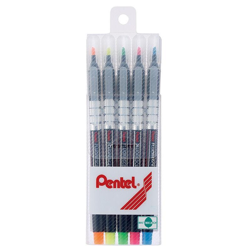 Electro48 เพนเทล ชุดปากกาเน้นข้อความ รุ่น S512-5E แพ็ค 5 ด้าม สีส้ม/เหลือง/เขียว/ชมพู/ฟ้า