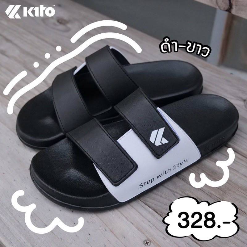 รองเท้าแตะ Kito ทูโทน AH81 Size31-43 สีดำ พร้อมกล่อง! New2021