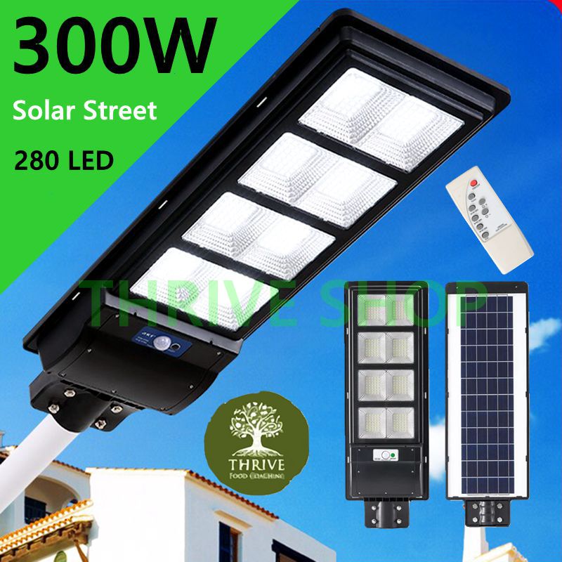 THRIVE ขายดีที่สุด ไฟโซล่าเซลล์ Solar Light LED ไฟถนนโซล่าเซลล์ 300W สปอร์ตไลท์ ไฟพลังงานแสงอาทิตย์ ไฟติดผนัง