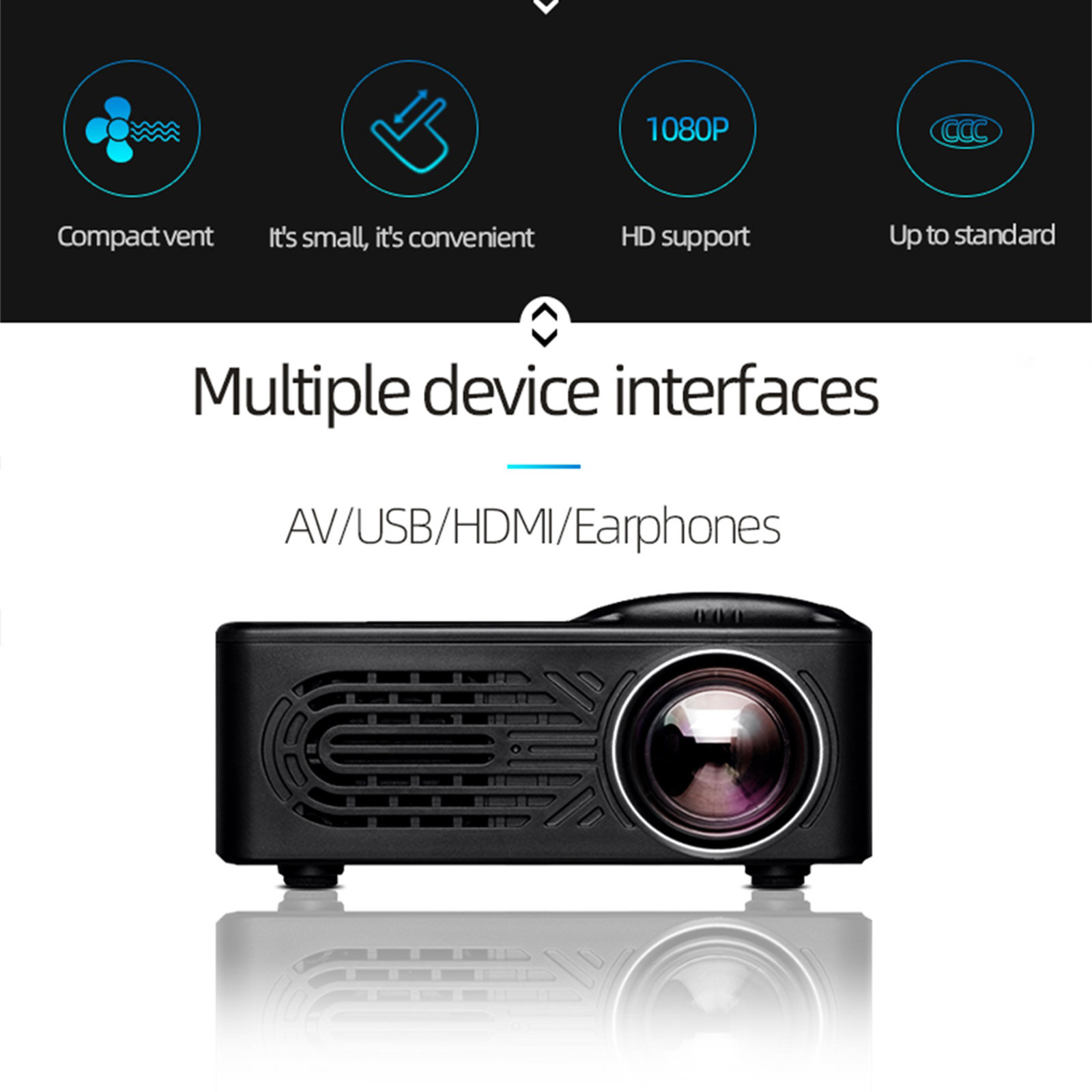 [MJSO MALLโปรเจ็กเตอร์RD814 Multi-Functional Mini Digital Projector Support Mobile Hard Disk Home 3D