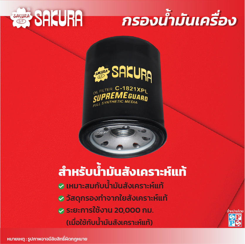 กรองน้ำมันเครื่องซากุระ HONDA ฮอนด้า / CITY ซิตี้ ทุกรุ่น ปี 1996 