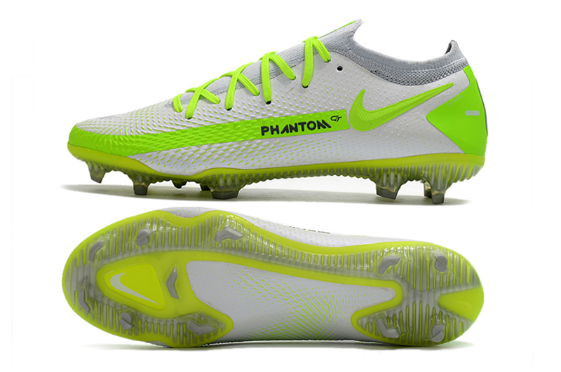 ของแท้ Nike Phantom GT ผู้ชายสีขาวเรืองแสงสีเขียวกันน้ำถัก Original FG รองเท้าฟุตบอลชายรองเท้าฝึกซ้อมฟุตบอล FG39-45 (พร้อมกล่องรองเท้า)