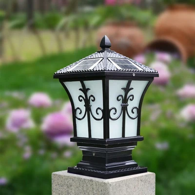 1Pcs LED Solar Garden Light Vintage Waterproof Pillar Lamp Decorative for Outdoor