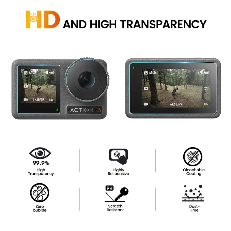 STARTRC Action 3 Tempered Glass Film ฟิล์มกระจกนิรภัยกันรอย 2 ชุด ...